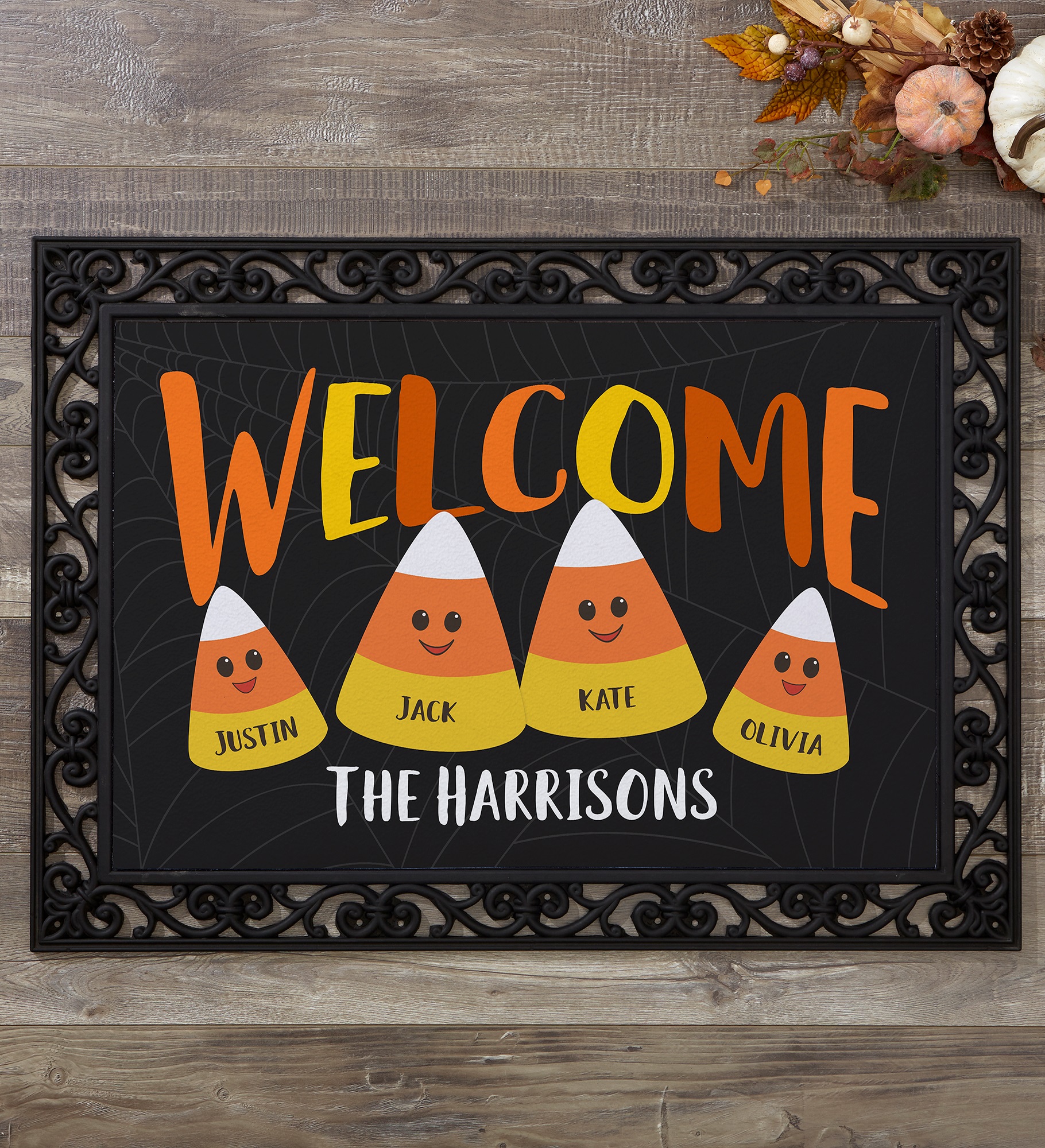 Candy Corn Family Personalized Doormats